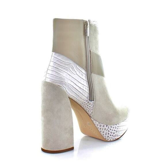 Vince Camuto Platform Ankle Boot Sz 7.5 Gilisama Beige Leather Block Heel New - Picture 6 of 8